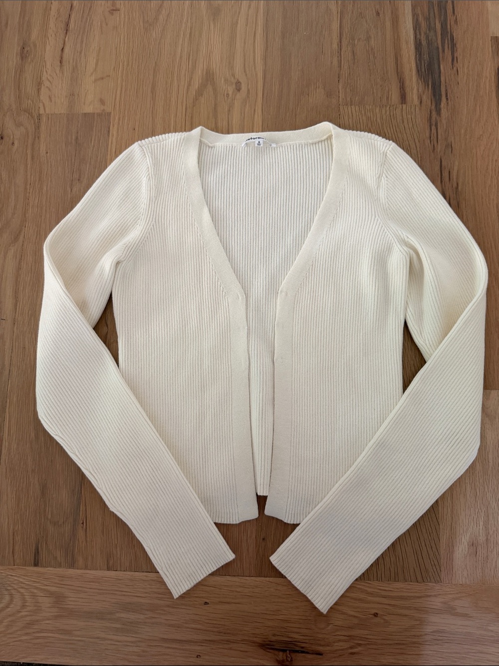 Reformation Women’s Cream Ribbed V-Neck Sweater Cardigan cream Small